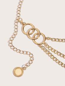 Vintage Elegant Sexy Waist Chain For Women, Three Circular Linked Pendant Waist Belt, Suitable For Skirts, Dresses, Jeans, Casual Wear, Parties, Vacations, Weddings, Gifts For Friends, Family, Girlfriend, Birthday, Valentine's Dayjeans - Gold Openwork Round Accessory Waist Chain - View 7
