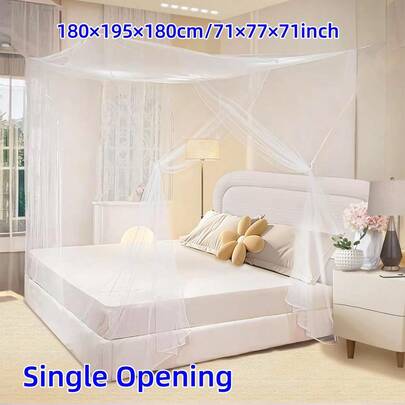 1 ชิ้น มุ้งกันยุงสากลสำหรับเตียงเดี่ยวถึงขนาดคิงไซส์ ช่องเปิดเดียว รูปทรงสี่เหลี่ยมผืนผ้าตกแต่งสำหรับใช้ในบ้าน มุ้งกันยุง