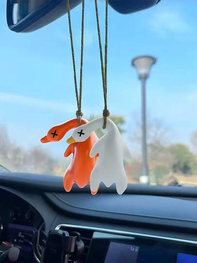 5个变色鸭汽车挂件，夜光烤鸭钥匙扣，变色鸭挂饰，趣味夏季装饰后视镜挂件（男士款）