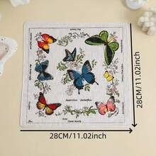 3pcs Printed Handkerchiefs For Women, Retro Vintage Style Small Bird & Butterfly Pattern, Soft & Breathable, Elegant Handkerchief, Suitable For Wedding Bride Gifts,Festival,Travel - Multicolor - View 8