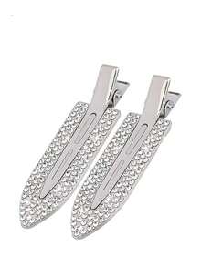 2pcs/4pcs Seamless Hair Clips, Rhinestone Non-Slip Flat Styling Clips, Shiny Metal Curling Clips, Bangs Invisible Styling Clips, Makeup Hair Clips, Women & Girls Hair Accessories, Silver, Gold, Black, Hair Clips - Multicolor - View 7