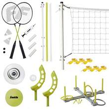 Franklin Sports Fun - Juego de 5 Juegos al Aire última intervensión Patio Playa + Juegos de Camping para niños bádminton Voleibol Volador Disco Volador herraduras o Lanzamiento de Anillos - Conjunto combinado amarillo - Ver 8