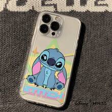 Miniso 1pc Disney Stitch Retro Star Phone Case Suitable For IPhone 17/17 Pro/17 Pro Max/17 Air/16/15/14/13/12/11/X Series Iphone 17 Pro Max Case Iphone 17 Pro Case Iphone 17 Case Stocking Stuffers The Girlfriend - Transparent - View 4