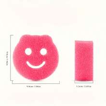 3pcs/1pc Multicolor Smiling Face Sponges, With Color Coded Surfaces (Pink, Yellow, Green, Blue), With Hanging Holes. This Versatile Household Cleaning Cloth Can Easily Meet Various Daily Cleaning Needs. - Face Sponge - View 4