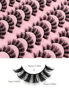 20 Pairs Reusable Fluffy Soft D-Curl Faux Mink Eyelashes - Black - View 2