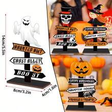 Charming Wooden Pumpkin Decoration - Halloween Desktop Decor, Multi-Functional Use, No Power Source Required - 4pcs - View 4