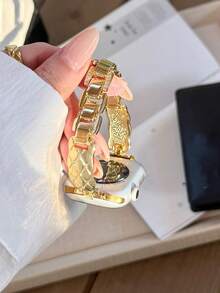 1 dây đeo đồng hồ kim loại tương thích với Apple Watch 38mm 40mm 41mm 42mm 44mm 45mm 49mm 46mm, dây đeo cổ tay bằng thép không gỉ thay thế dành cho nữ, bề mặt sáng bóng, phù hợp với Series 9/8/7/6/5/4/3/2/1 SE - Vàng - Xem 3
