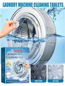 Jakehoe 12pcs Powerful Washing Machine Cleaner Tablets - 3-In-1 Deep Descaling, Thoroughly Removes Limescale. Keeps Your Washer Drum/Agitator Fresh And Smooth. Bathroom Decor And Accessories, Laundry Detergent, Cleaning Supplies - Powdery - View 4