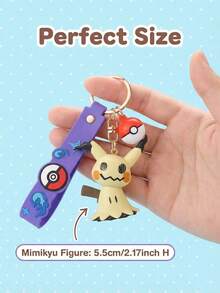 pokemon Llavero de Mimikyu, figura de muñeca genuina, colgante de juguete perfecto para decorar llaves y bolsos, mostrando tu pasión, adecuado como regalo para amigos durante la temporada de regreso a la escuela, regalo de fiesta, llavero lindo, diseño divertido, ideal para fans, gamers, coleccionistas de todas las edades - Llavero Mimikyu - Ver 3