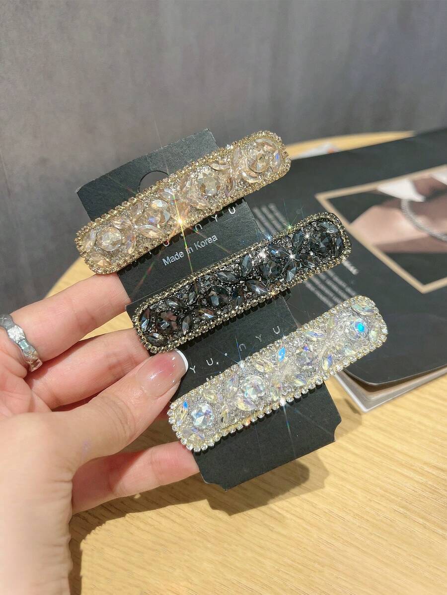 1件裝閃亮水鑽髮夾,適合女性優雅瀏海與側髮,時尚髮飾,專屬華麗髮飾,適用派對與婚禮,完美適合作為特殊場合的頭部裝飾 - 彩色 - 查看 1