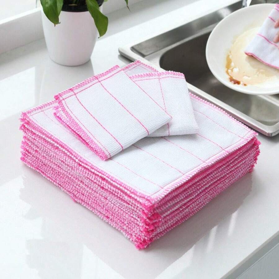 10/20片装加厚棉纱布洗碗布，厨房清洁抹布，吸水性强，不粘油洗碗布 - 棉紗百潔布 - 查看 1