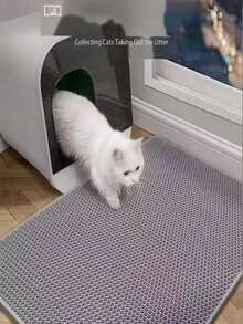 Cat Litter Mat Double-Layer Waterproof And Anti-Urine Collection Pad. The Double-Layer Honeycomb Design Helps You Collect Litter. Suitable For Various Types Of Cat Litter, Litter Boxes, Hooded, Self-Cleaning Litter Boxes. Waterproof/Urine-Proof Pad: The Bottom Layer Is Waterproof, Non-Slip, And Easy To Move. - Black - View 4