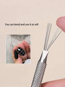 1pc Metal Multi-Function Nail Texture Pen, Nail Art Painting Pen, Dotting Pen, Professional Nail Salon Tool - Multicolor - View 5