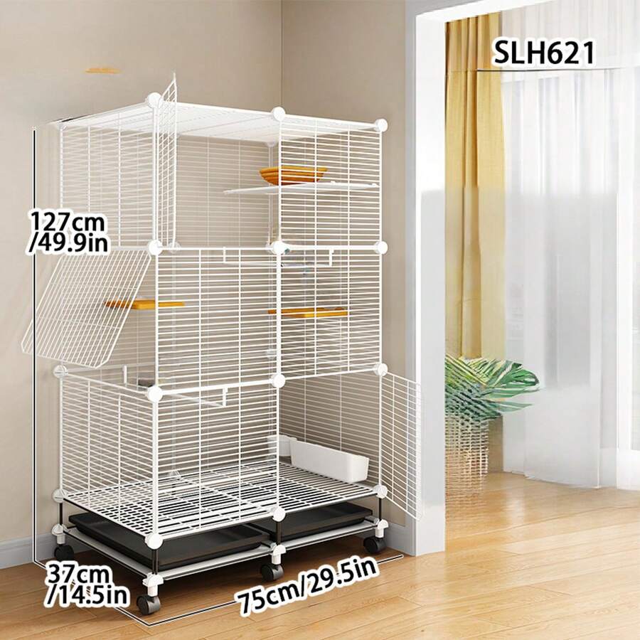 Portable Bird Cage With Removable Tray, Connectable Small Pet Playpen Suitable For Parrots, Canaries And Other Small Birds - Assembled Version - View 1