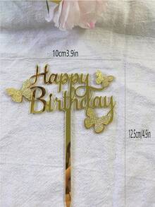 3pcs Gold Butterfly "Happy Birthday" Cake Topper, Suitable For Birthday Party, Anniversary, Valentine's Day, Modern Letter Shaped Cake Decor, Creative Gift For Family And Friends, Applicable For Birthday, Mother's Day, Summer, Halloween, Christmas - Multicolor - View 8