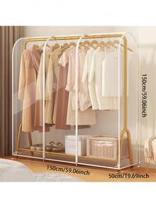 1pc Transparent Garment Bag With Zipper, Washable Hanging Clothes Storage Bag, Suitable For Wardrobe Storage To Protect Coats, Suits, Dresses From Dust And Moisture (Random Zipper: 1 Small Zipper, 2 Large Zippers) - Transparent - View 10