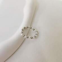 1 pieza Anillo de estilo bohemio minimalista y lujoso con diseño geométrico de cuentas, accesorio versátil y de diseño único para hombres y mujeres - Plateado - Ver 8