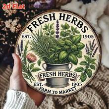 2D面板 - 2D复古木质墙饰 - 7.8英寸圆形木质香草花园牌匾，色彩鲜艳的植物图案，始于1905年，农舍风格厨房装饰，适用于室内/室外标牌，也适用于生活空间 - 彩色 - 查看 9