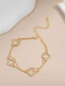 Một chiếc vòng chân hình hoa bốn lá với vẻ đẹp tinh tế, phụ kiện nhẹ nhàng sang trọng, thể hiện cá tính riêng, đa năng và tiện dụng. - Cỏ bốn lá - Xem 2