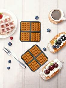 1pc Square Waffle Mold - Non-Stick Baking Tray Suitable For Most 4-7L Air Fryers | Reusable Belgian Waffle, Pancake And Egg Baking | Dishwasher - View 5