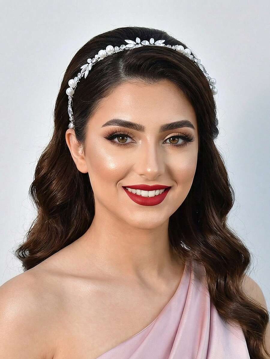 1pc Minimalist Elegant Rhinestone & Faux Pearl Headband, Versatile For Casual, Party, Wedding, Bride & Bridesmaid