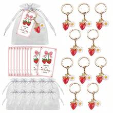 Bộ móc khóa hình quả dâu tây nhiều màu sắc