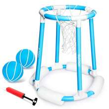 Pool Basketball Hoop Set Floating Basketball Pool Game Swimming Floats Toys with Balls Pump Summer Outdoor Water Play Toy for and Adults Blue - Azul - Ver 2