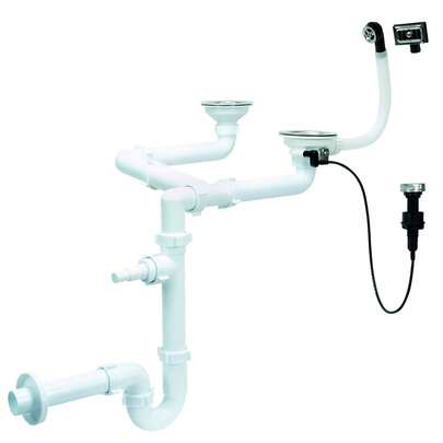 115mm Double Kitchen Sink Drain P-Trap Link Dishwasher Input