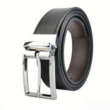 1条男士针扣皮带，时尚百搭，商务休闲男士腰带 - 銀色扣頭 - 查看 9