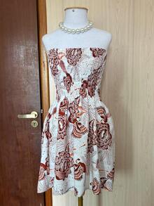 Women's Strapless Short Elastic Dress - Women's Fashion - 亮橙色 - 查看 3