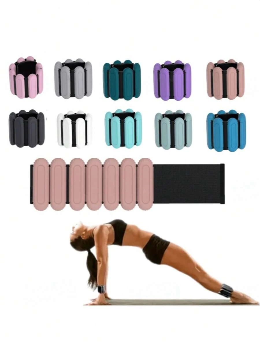 男女通用可调节腕部负重，适用于居家健身、步行、跑步、旅行、普拉提、瑜伽、锻炼、杠铃训练、力量训练。两件套（每只500克/1磅） - 彩色 - 查看 1