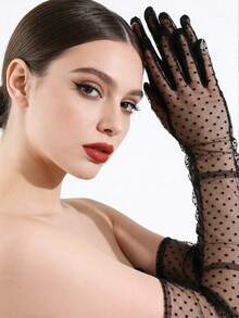 1 Pair Women's Sexy Lace Mesh Polka Dot Breathable Arm Sleeves, Suitable For Balls, Parties, Nightclubs, Bridal Weddings, And Daily Wear - Multicolor - View 4
