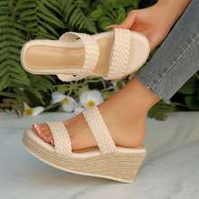 Womens Wedges Heels Summer Outdoor Beach Walking Travel Shoes Platform Sandals Wedge Sandals Open Toe Comfortable Espadrilles - 米色 - 查看 6
