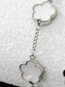 Single/Double Simple Fashion Classic Black And White Five-Leaf Clover Chain Bracelet Set Birthday Gift - Black and White - View 3