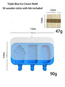 Khuôn làm kem que silicon 3 trong 1 họa tiết kẻ caro | Khuôn làm kem tự chế | Kèm 50 que gỗ | Họa tiết waffle 3D | Thích hợp cho dã ngoại/tiệc tùng | Chất liệu silicon - Nhiều màu - Xem 11