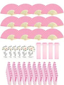 Regalo para ella/él 3/15/30 piezas/Set, Juego de abanicos de papel rosa para bodas, abanicos plegables con etiquetas de agradecimiento y bolsas de tul, regalos para damas de honor, adecuado para decoraciones de bodas, accesorios para fotos de despedida de soltero, regalos perfectos para bodas, ideal para reuniones y eventos - Multicolor - Ver 1