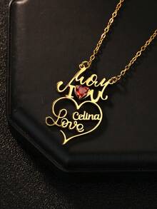 Dây chuyền mặt dây chuyền hình trái tim khắc tên và tên "Mẹ yêu mẹ" bằng thép không gỉ, quà tặng sinh nhật và Ngày của Mẹ, quà tặng dành cho nữ. - Nhiều màu - Xem 8