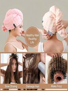 1/3pcs Ultra-Soft Microfiber Hair Towel, Paired With Hair Drying Cap And Coral Fleece Towel, Absorbent, Soft And Comfortable, Prevents Hair Dryness And Frizz, Suitable Home, Bathroom, Family, Travel, Gym, Salon, Hotel And More, Essential Hair Drying Towel Skin Care And Hair Drying. - 多色(均碼) - 查看 7