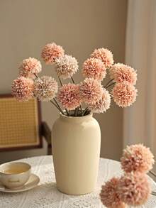 1/2/5个仿真菊花球、绣球花，适用于婚礼装饰、家居花瓶装饰、餐厅/客厅/卧室插花、新娘捧花、腕花、胸花、生日派对装饰、情人节礼物 - 粉色 - 查看 4