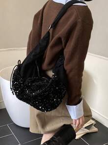 2026新款时尚女士单肩包，独特个性化斜挎包，百搭时尚设计 - 黑色 - 查看 4