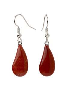 Fashionable Teardrop Natural Stone Earrings, Bohemian Style Amethyst & Feldspar & Red Stone Dangle Earrings, Delicate Beach Holiday Jewelry - Multicolor - View 18