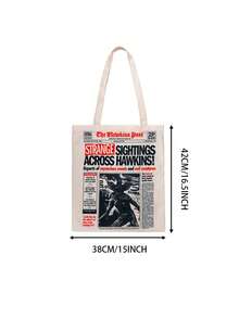 1 Túi mua sắm Stranger Things chính thức của Netflix, chất liệu polyester, in hình Demogorgon, Eleven, Mike, Dustin, Will Lucas, có thể tái sử dụng, dùng hàng ngày, quà tặng tiện dụng cho bạn bè và gia đình. - A - Xem 5