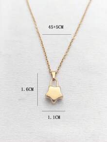 1件18K镀金不锈钢星星吊坠项链，男女通用日常佩戴 - 彩色 - 查看 7