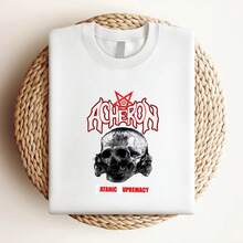 Camiseta de mujer con estampado de Satanic Supr3m4cy por Acheron, clásica de escuela vieja, color negro, tallas desde S hasta 5XL, de manga larga o corta - Blanco - Ver 3
