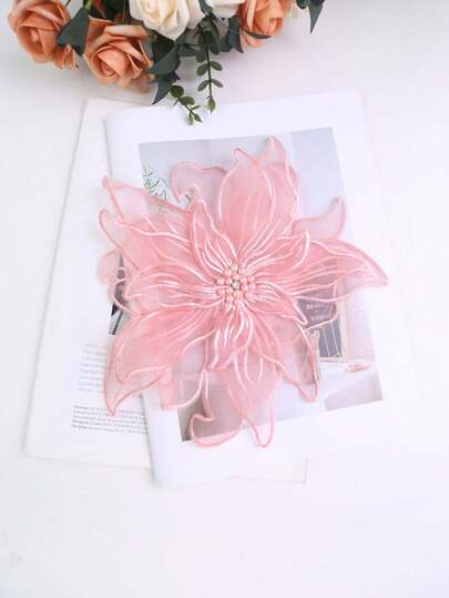 Ren thêu 3D thủ công 4 lớp mới, đính đá và hạt cườm, chiều rộng: 23cm, phụ kiện thêu DIY cho váy cưới.