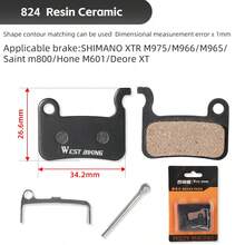 Pastillas de freno semi-metálicas para bicicleta de montaña WEST BIKING, adecuadas para frenos de disco hidráulicos XT Magura, accesorios para bicicleta de carretera - Negro - Ver 17