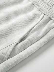 Men's Round Neck Five-Pointed Star Pattern Mid-Sleeve T-Shirt And Drawstring Waist Wide-Leg Pants Casual Daily Suit - Light Grey - View 5