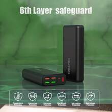 Power Bank 50000mah QC3.0 22.5W & USB C PD20W External Battery Pack, 2 Inputs & 5 Outputs Quick Charge Portable Charger Phone Camera Pad Headset Etc. - 黑色 - 查看 4