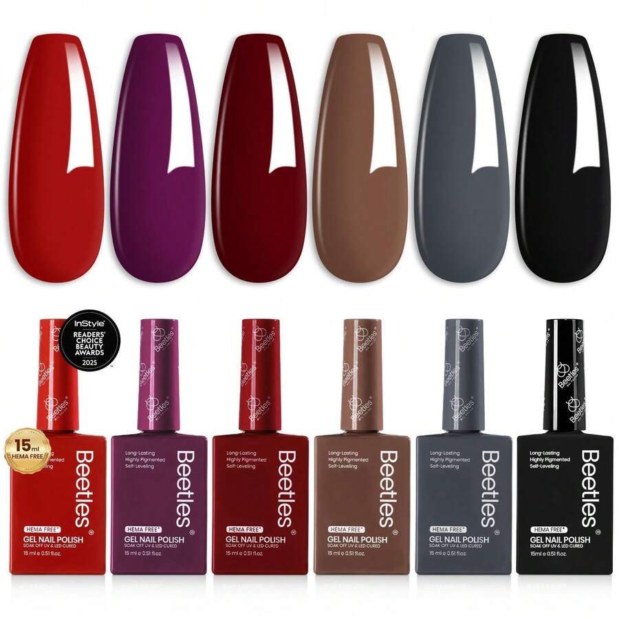 Beetles 15ML 6 Colors HEMA-Free Pastel Gel Polish - Fairy Tale Dream, Pastel Yellow Pink Blue Purple, Colorful Bottle, Soak Off UV LED Manicure - 15ML 6 Màu Hema Không Chứa Chất Hema Phong Cách Quý Ông Đêm Cao - Xem 1