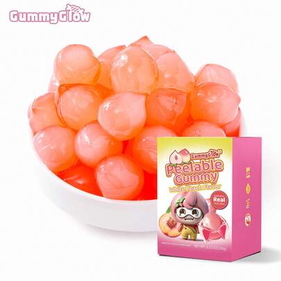 Gummy Glow 230g Box With 45-55pcs Individually Wrapped Chewy Lychee Candies,8.11oz,Made With Real Juice,Fun To Peel, Perfect For Sharing, Party Favors & Gifts